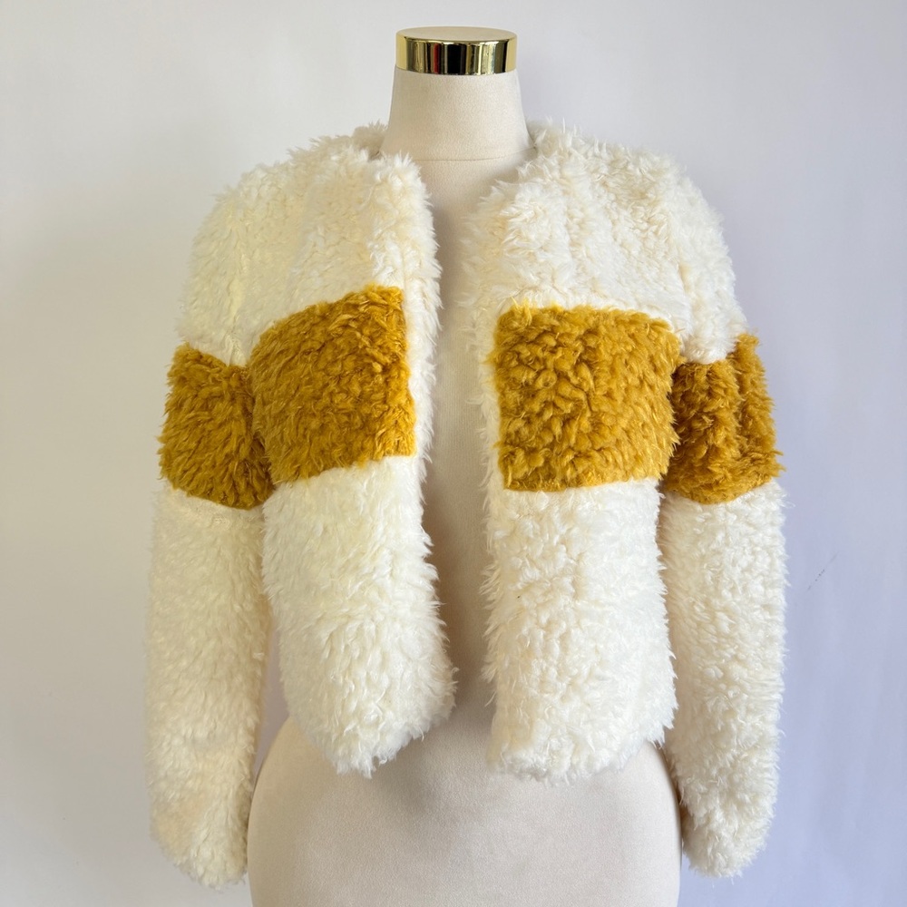 Papercrane Fuzzy Faux Fur Cropped Jacket